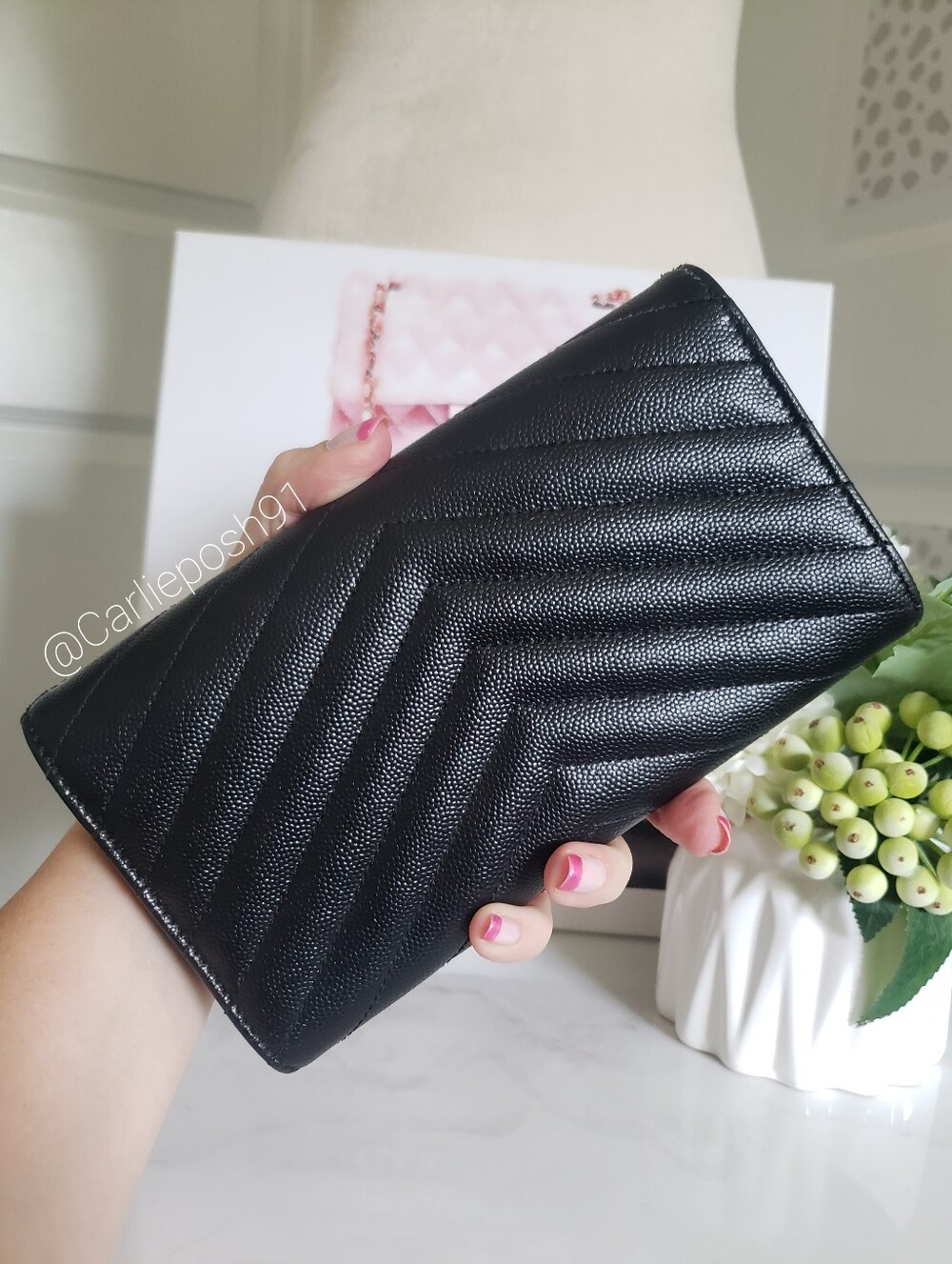 Authentic Pre-owned Yves Saint Laurent Grain De Poudre Envelope Wallet - Picture 4 of 15